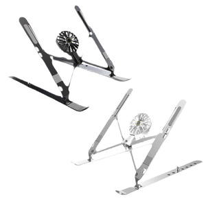 Supporto per <span class=keywords><strong>Laptop</strong></span> con Ventola di Raffreddamento, Base Stabile, Altezza Regolabile, Pieghevole, in Alluminio, Portatile, Supporto in Metallo da 18 Pollici - Product Image 5