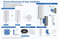 Antena Omnidireccional Vertical 5G 4G LTE de 12dBi de Alta Ganancia 600-6000MHz, Cilindro Impermeable TS9 CRC9 para CPE Router Booster