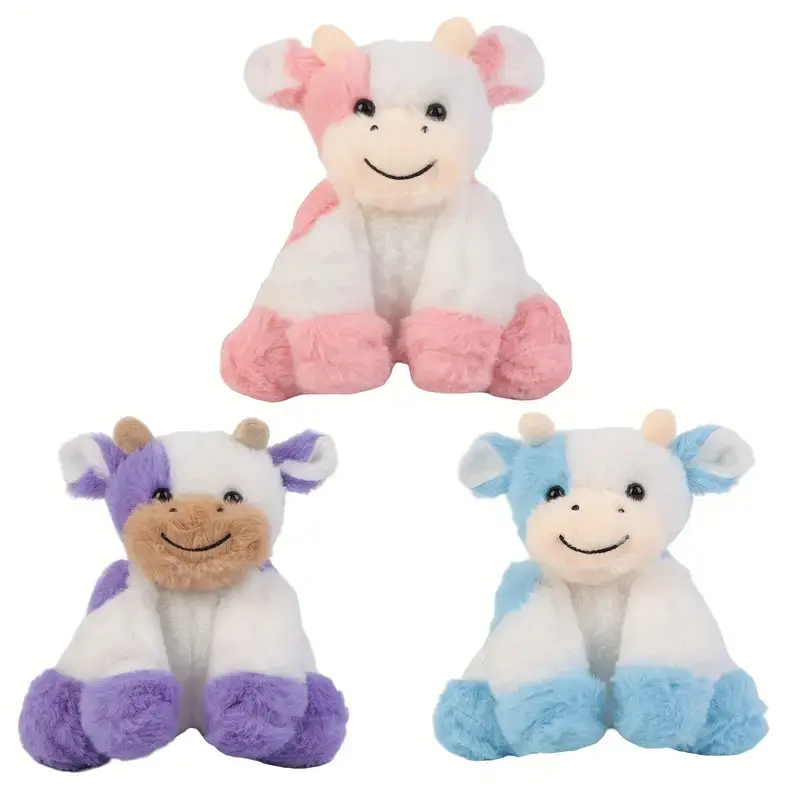 20cm/7.87in 3 Colors Cute Sitting Cow Stuffed Animal Toy Soft and Cuddly Plush For Children's Birthday Gift Cattle Home Decor