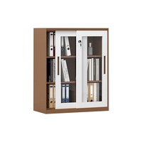 Armoire de classement basse moderne en acier avec porte coulissante verrouillable pour le rangement de documents d'archivage au bureau ou à domicile