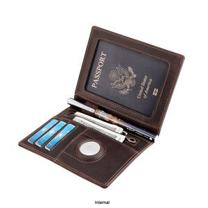 Funda de Piel Auténtica de Fábrica OEM para Hombre y Mujer, Porta Pasaportes con Ranura para AirTag - Product Image 1