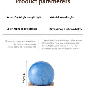 โคมไฟกลางคืนรูปดาว LED แบบ USB โคมไฟไม้ ดีไซน์ทันสมัย โคมไฟคริสตัลทรงกลมแก้ว - Product Image 3