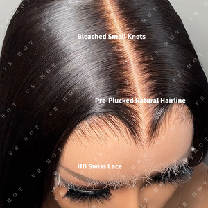 Peluca de Cabello Humano Liso Natural Vietnamita con Cutícula Alineada, Pre-Desplumada, Sin Pegamento, con Encaje Frontal HD, Súper Doble Trama - Product Image 5