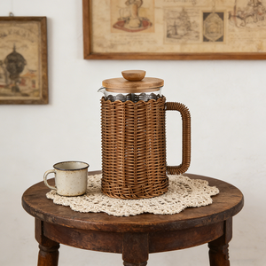 Cafetera Francesa con Tapa de Bambú, Base de Corcho y Vidrio Resistente al Calor, 350-1000 ml, Crea Momentos de Café Acogedores en Casa - Product Image 1