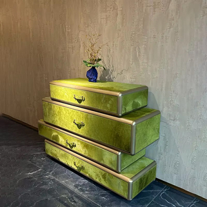 <span class=keywords><strong>Meuble</strong></span> de salon tendance, console d'entrée, finition verte, forme empilable, 4 tiroirs, tables de rangement, luxe - Product Image 1