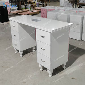 Table de manucure simple avec collecteur de poussière Table de bureau de salon de manucure moderne de luxe blanche - Product Image 1