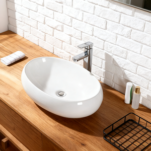 YIDA Lavabo de comptoir design moderne européen ovale en céramique pour hôtel, maison, salle de bain, lavabo - Product Image 2