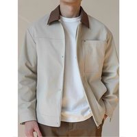 Veste décontractée pour homme style workwear rétro à revers contrastant pour l'automne