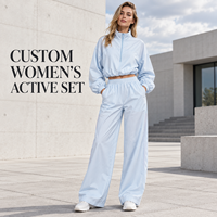Ensemble deux pièces pour femme, veste courte tissée à col montant et demi-zip et pantalon large, pour l'entraînement en extérieur