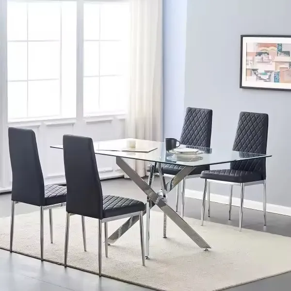 Yeni stil sıcak satış alanı tasarrufu Modern ucuz yemek masası seti 4 sandalye ile