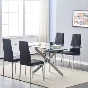 New Style Hot Selling Space Saving Modern Cheap Dining Table Set With 4 Chairs