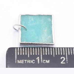 Colgante Cuadrado de Amazonita Chapado en Plata con Engaste de Latón para Fabricación de Joyas al por Mayor - Product Image 3
