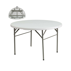 <span class=keywords><strong>Table</strong></span> ronde pliable en plastique blanc, <span class=keywords><strong>table</strong></span> de location commerciale portable pour mariage en plein air, fête - Product Image 4