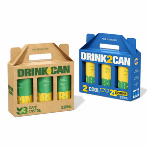 Cajas <span class=keywords><strong>de</strong></span> Cartón Corrugado Personalizadas al por Mayor para Paquetes <span class=keywords><strong>de</strong></span> Seis con Asa para Exhibición y Envío <span class=keywords><strong>de</strong></span> Latas <span class=keywords><strong>de</strong></span> Cerveza - Product Image 2