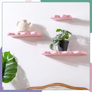 Ensemble de 3 étagères flottantes Cloud Wave-Étagères murales roses de style danois pour chambre et salle de bain - Product Image 4