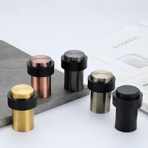 Butée de porte en acier inoxydable noire, moderne, anti-collision, à fixation au sol, installation facile, sans perçage, pour hôtels - Product Image 3