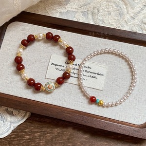 <span class=keywords><strong>Pulsera</strong></span> de Perlas de Ágata Roja Natural y Turquesa, Estilo <span class=keywords><strong>Swarovski</strong></span>, <span class=keywords><strong>Pulsera</strong></span> de Perlas, Joyería de Mano Apilable a la Moda - Product Image 1