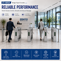 Torniquete de Puente de Acero Inoxidable 304 Zento ZT-805A, Puerta Peatonal Bidireccional Totalmente Automática de 30/Min con Millones de Ciclos, IP54