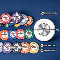 Conception à noyau métallique solide intégré, chaque puce de 39 mm atteint un poids stable de 14 g, offrant une sensation authentique de jeu de casino lourd.