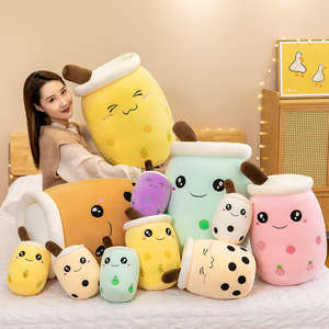 En stock – Vente en gros – Peluches Kawaii de 24 cm – Jouet en peluche en forme de tasse à perles – Jouet en peluche Bubble Milk Tea Boba - Product Image 1
