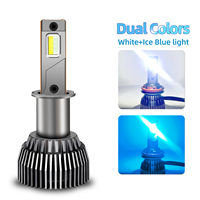 Lampe LED bicolore blanc et bleu glace 120W, installation facile, compatible H1 H3 H11 H18 9006, pour phares avant et antibrouillard de véhicule, vente en gros disponible