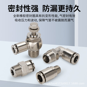 Pneumatic <b>Connector</b> Nickel Plated Copper External Thread Fittings For Air Hose Connection - Product Image 2