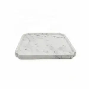 Nanwei Carrara Wit Quadrate Marmeren Platen Fo Rtea Dienblad