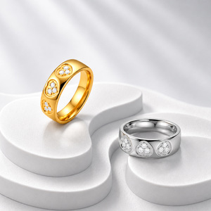 Anello con Cuore in Zirconia da 6mm, Acciaio Inossidabile 304 Placcato Oro, Delicato Anello Promessa d'Amore per Donne - Product Image 4