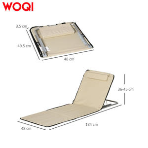 Fauteuil inclinable pliable d'extérieur Woqi, tissu Oxford blanc cassé, plage, camping, pique-nique, design minimaliste, 134x48x45 cm - Product Image 4