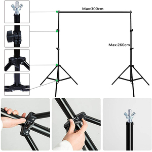 Verstellbarer 2,6*3m Fotografie-Hintergrundständer Robuster Metall-Kulissenständer mit Klemme für Studio - Product Image 6