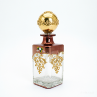 Grande bouteille d'aromathérapie noire arabe, flacon de parfum en verre gravé électrolytique, bouteille de présentation de parfum en verre avec bouchons