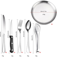Kit de couverts de camping 10 pièces en acier inoxydable, couteau, fourchette, cuillère, assiette, pince alimentaire, ensemble de couverts avec sac