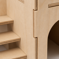 Maisonnette pour petits animaux YAOYUE en bois naturel avec plateforme, escalier et cachette pour hamsters, souris et gerbilles, tailles S-XL