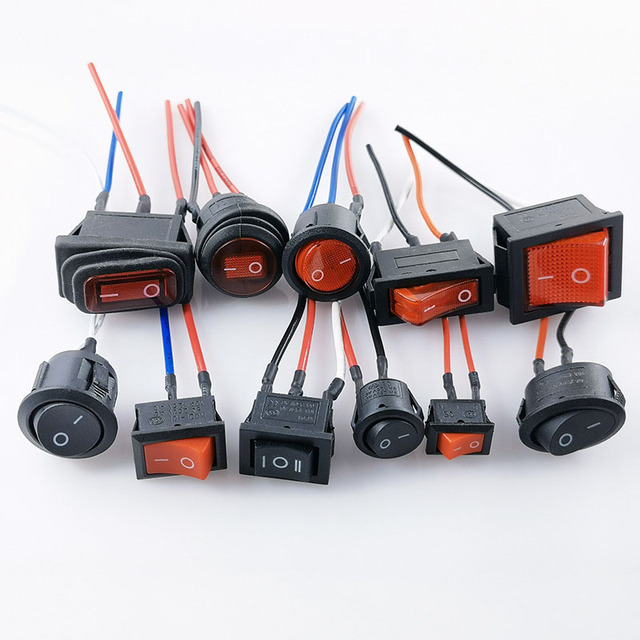 Rocker Switch  Wiring 2pin/3pin/4 Pin On-off  On-off-on  6A 10A 16A 250V with Cable Custom Length