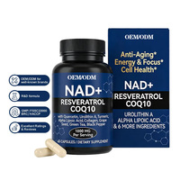 Capsules de complément alimentaire personnalisées NAD Plus Resveratrol CoQ10 1500mg pour un vieillissement sain, un soutien à la longévité et un soutien à l'énergie cellulaire