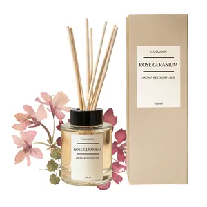 Home & Spa Aroma Reed Diffuser Rose Geranium 200 ml Premium From Essential Oil Organic Herbal Extract From Thailand