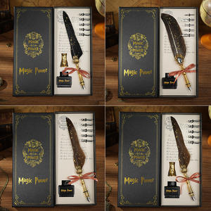 Présent cadeau papeterie classique Vintage Arts artisanat Design écriture <span class=keywords><strong>dessin</strong></span> calligraphie plume doré hibou plume dip stylo ensemble kit - Product Image 3
