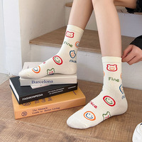 Chaussettes en gros pour femmes, nouvelle collection automne, épaisses, style universitaire, motif dessin animé, lettres et petit ours