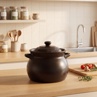 Casserole en céramique de haute qualité avec couvercle, fait main, en argile, pour la cuisine