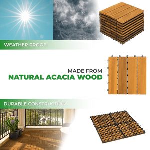 Dalles de terrasse et de balcon en bois de pin massif antidérapantes, design rustique, dalles de terrasse en bois d'acacia à emboîtement - Product Image 3