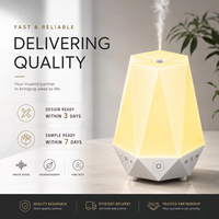 OEM/ODM Smart App Aroma Diffuser Bentuk Vas Mesin Suara Putih Lampu Malam RGB Jam Alarm Digital Speaker Bluetooth 5.3