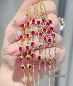 Xinfly 18K Gold Ruby <b>Charm</b> Bracelets Factory Wholesale Fine AU750 Natural Diamond <b>Bangle</b> Fashionable Jewelry Gift - Product Image 4