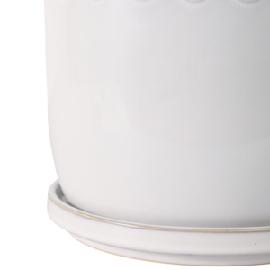 Vaso Decorativo per Fiori con Bordo a Bolle e Piatto Sottovaso, Elegante Decorazione per Interni ed Esterni - Product Image 5