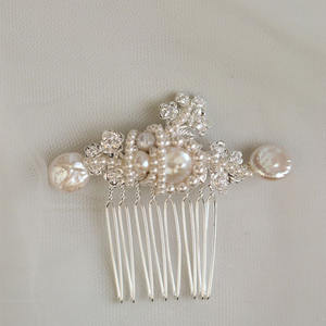 SLBRIDAL Peineta de Novia <span class=keywords><strong>con</strong></span> Perlas <span class=keywords><strong>Naturales</strong></span> Estilo Ins, Pendientes, Tocado de Boda, Accesorio <span class=keywords><strong>para</strong></span> <span class=keywords><strong>el</strong></span> Cabello, Joyería <span class=keywords><strong>para</strong></span> Mujeres y Niñas - Product Image 2