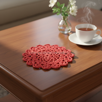 Sous-verre rond en dentelle de coton écologique style campagnard, lavable EVER GOLDEN