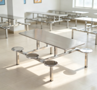 Ensemble table et chaises de cantine au design industriel moderne, durable et écologique pour les écoles, les hôpitaux, les bureaux (4-8 personnes)