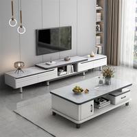 Ensemble table basse et meuble TV en bois massif moderne avec rangement, durable et écologique, meubles pour la maison