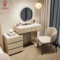 Coiffeuse de luxe Best-seller 2025 nouveau Style armoire-intégré en bois massif Style crème chambre luxe haut de gamme vanité
