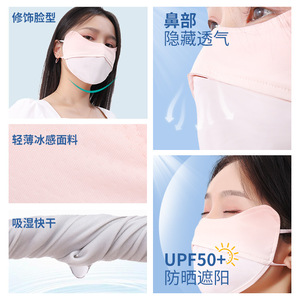 หน้ากากกันแดด Li Ke ป้องกันรังสียูวี กันฝุ่น ซักได้ หน้ากากกันแดด 3 มิติ สีพีชไล่เฉด ขายส่ง - Product Image 4