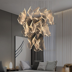 Lampadario a Sospensione PM Personalizzato in Acrilico per Scale, Lussuoso LED a Combinazione Multipla, Moderno per <span class=keywords><strong>Soggiorno</strong></span>, Sala da Pranzo, Edifici Duplex - Product Image 1